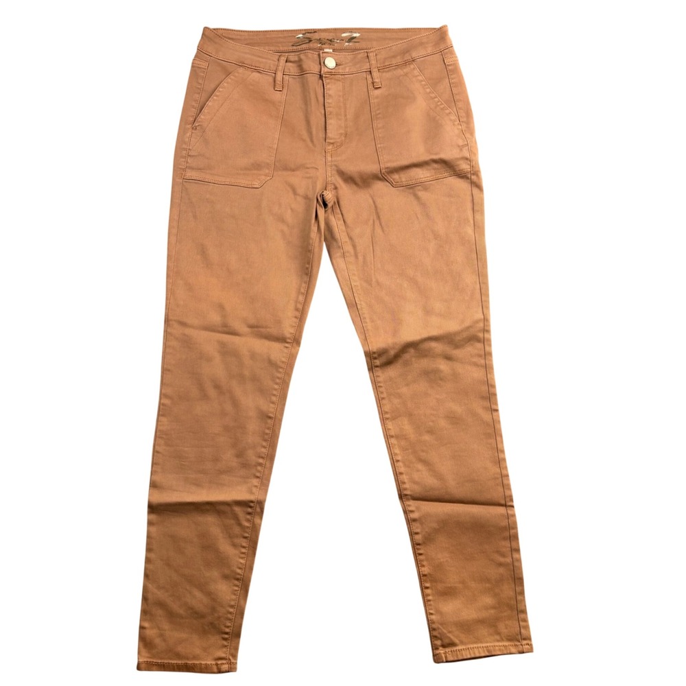 Seven7 Utility Ankle Skinny Pants Brown Camel Mid Rise Size 10 RN109890